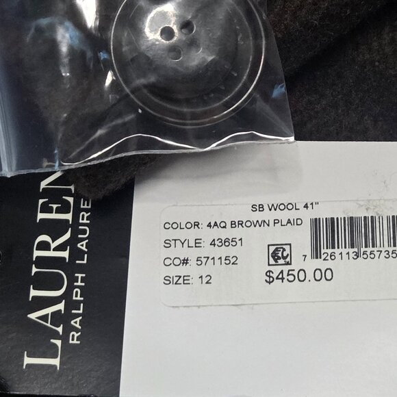 NWT Lauren Ralph Lauren Women's Wool-Blend Walker Coat Size 12 - Picture 9 of 12
